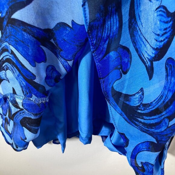 Womens Maude Vivante V Neck Ruffle Dress Long Sleeve Blue S #0 - Picture 6 of 9